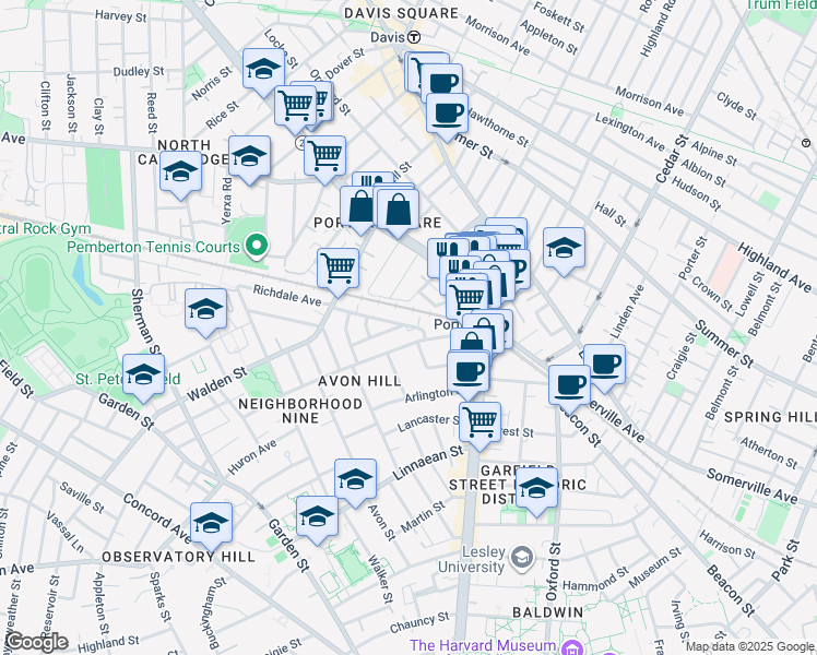 map of restaurants, bars, coffee shops, grocery stores, and more near 33 Richdale Avenue in Cambridge