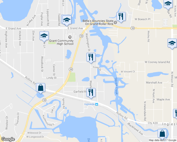 map of restaurants, bars, coffee shops, grocery stores, and more near 306 Washington Street in Ingleside
