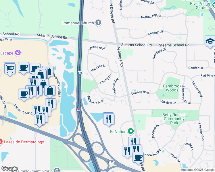 map of restaurants, bars, coffee shops, grocery stores, and more near 1955 Quincy Court in Gurnee