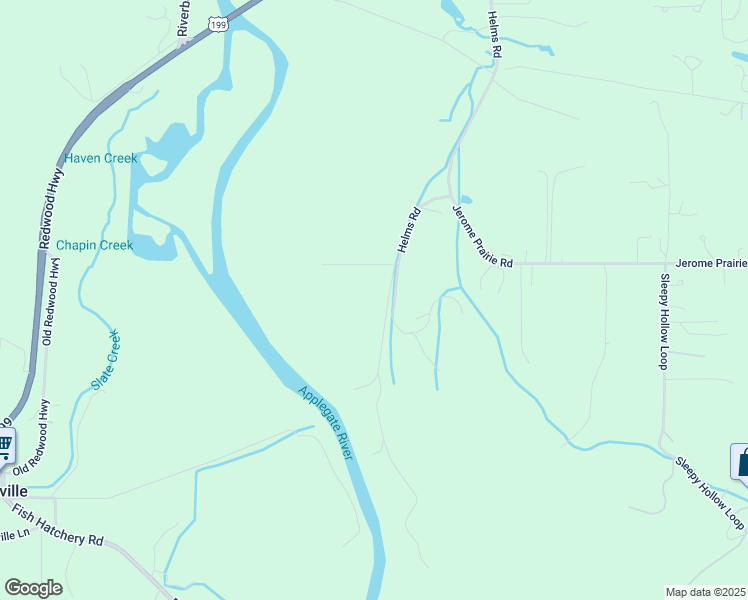 map of restaurants, bars, coffee shops, grocery stores, and more near 3633 Helms Road in Grants Pass
