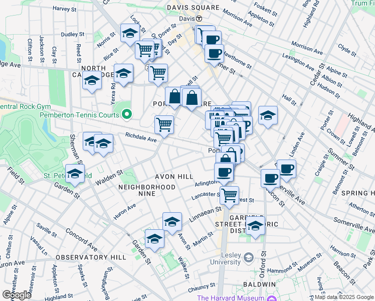 map of restaurants, bars, coffee shops, grocery stores, and more near 33 Richdale Avenue in Cambridge