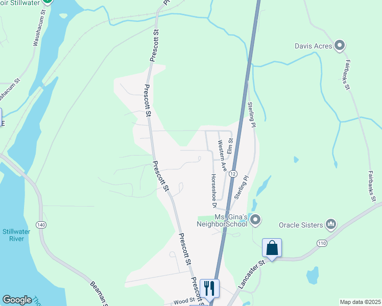 map of restaurants, bars, coffee shops, grocery stores, and more near 79 Horseshoe Dr in West Boylston