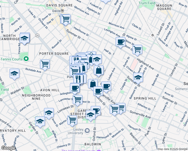 map of restaurants, bars, coffee shops, grocery stores, and more near 31A Holyoke Road in Somerville