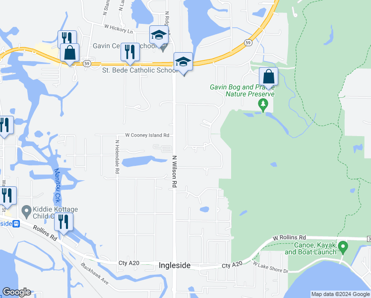 map of restaurants, bars, coffee shops, grocery stores, and more near in Ingleside