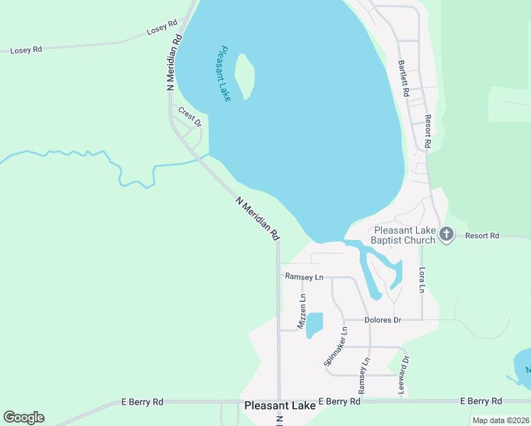 map of restaurants, bars, coffee shops, grocery stores, and more near 10591 North Meridian Road in Pleasant Lake