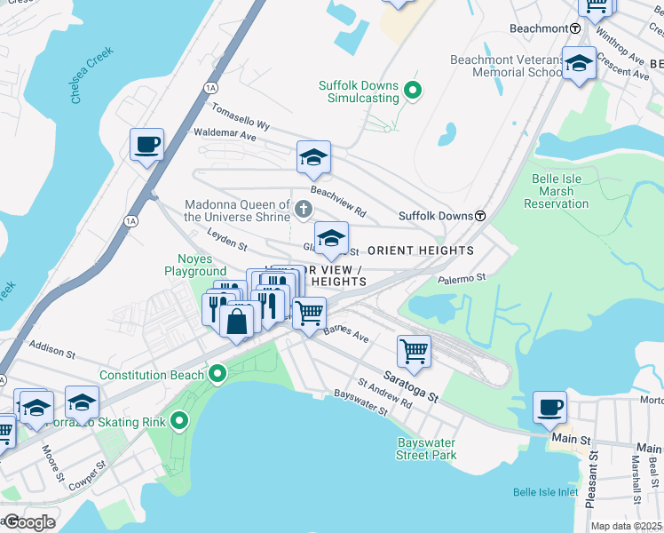 map of restaurants, bars, coffee shops, grocery stores, and more near in 