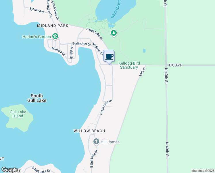 map of restaurants, bars, coffee shops, grocery stores, and more near 8797 East Gull Lake Drive in Augusta