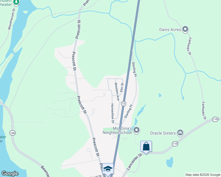 map of restaurants, bars, coffee shops, grocery stores, and more near 61 Horseshoe Drive in West Boylston