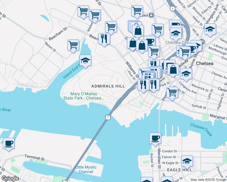map of restaurants, bars, coffee shops, grocery stores, and more near in Chelsea