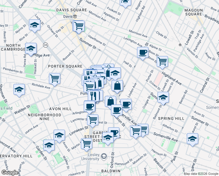 map of restaurants, bars, coffee shops, grocery stores, and more near 31A Holyoke Road in Somerville