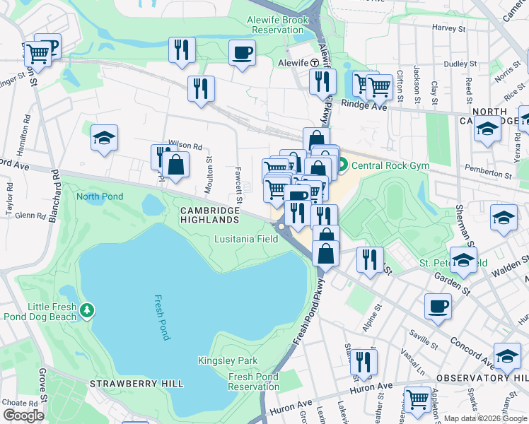 map of restaurants, bars, coffee shops, grocery stores, and more near in Cambridge