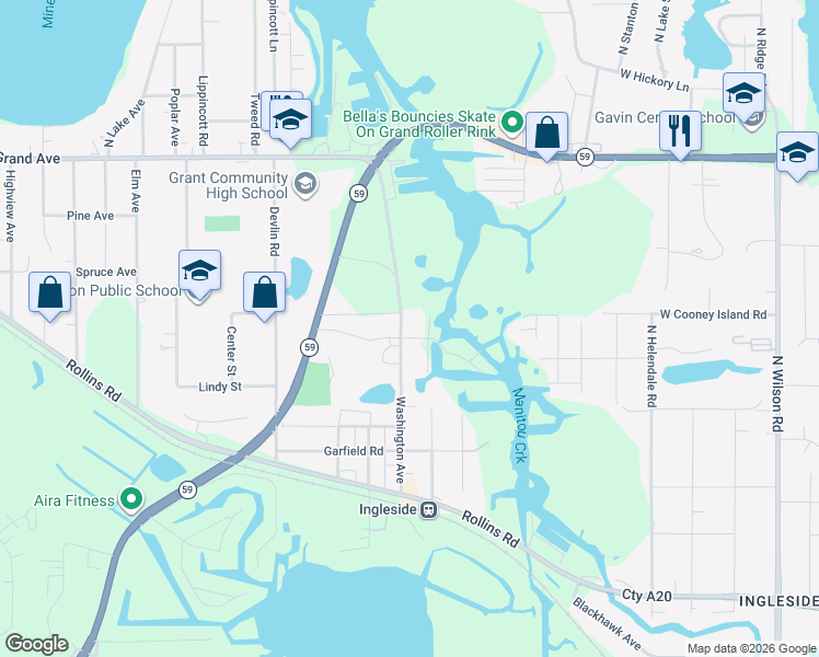 map of restaurants, bars, coffee shops, grocery stores, and more near 306 Washington Street in Ingleside