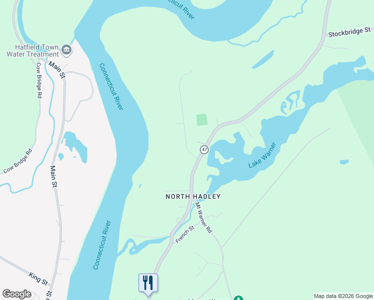 map of restaurants, bars, coffee shops, grocery stores, and more near 7 Meadow Street in Hadley