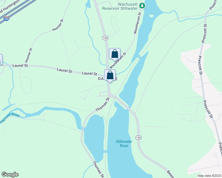 map of restaurants, bars, coffee shops, grocery stores, and more near 12 North Main Street in West Boylston