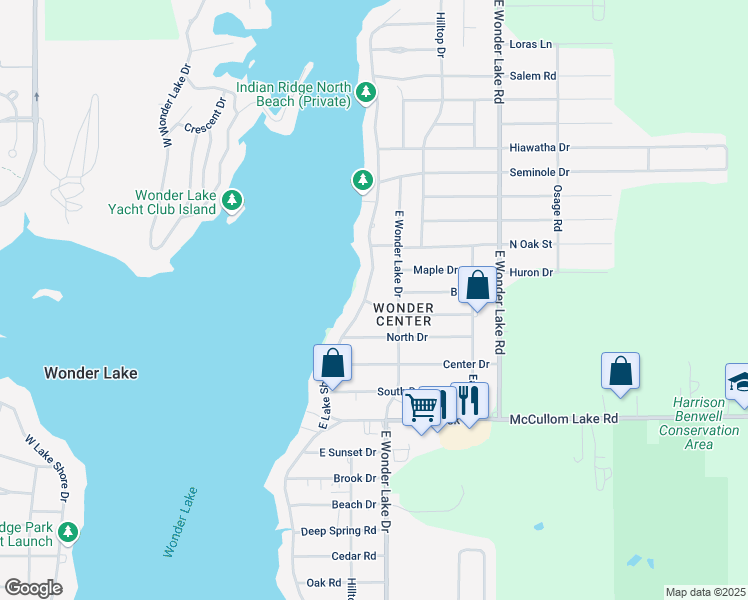 map of restaurants, bars, coffee shops, grocery stores, and more near 4402 East Lake Shore Drive in Wonder Lake