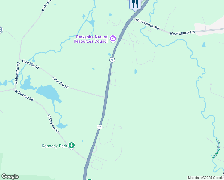 map of restaurants, bars, coffee shops, grocery stores, and more near 242 Pittsfield Road in Lenox