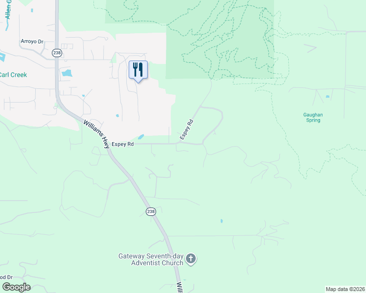 map of restaurants, bars, coffee shops, grocery stores, and more near 415 Espey Road in Grants Pass