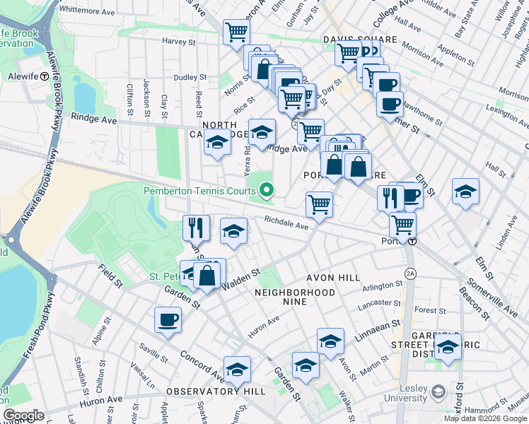 map of restaurants, bars, coffee shops, grocery stores, and more near in Cambridge