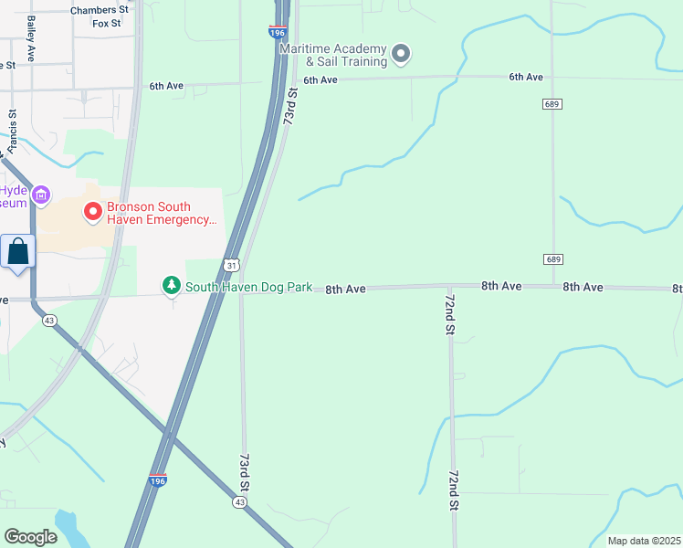map of restaurants, bars, coffee shops, grocery stores, and more near 72524 8th Avenue in South Haven