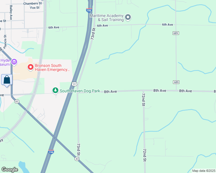 map of restaurants, bars, coffee shops, grocery stores, and more near 72524 8th Avenue in South Haven