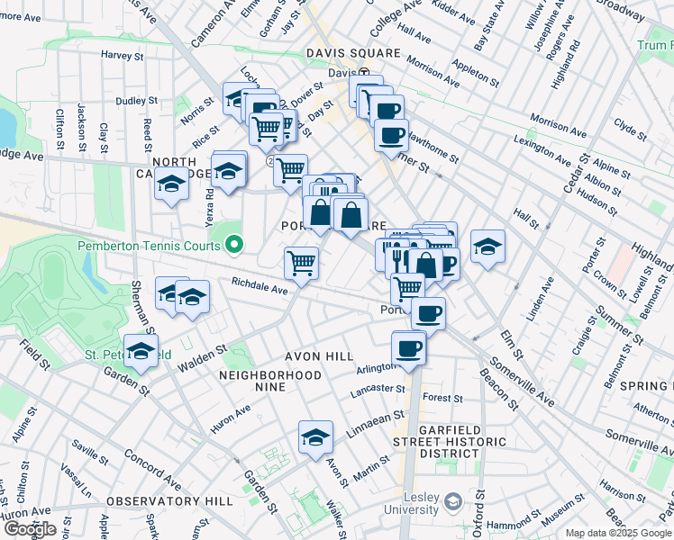 map of restaurants, bars, coffee shops, grocery stores, and more near 58 Regent Street in Cambridge