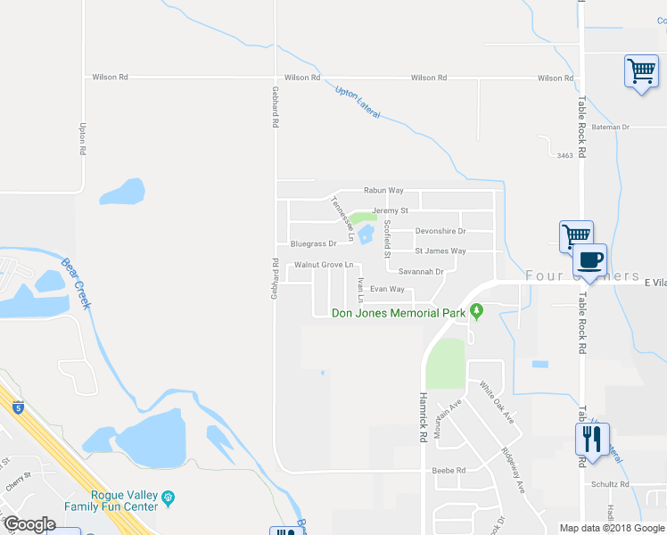 map of restaurants, bars, coffee shops, grocery stores, and more near 1413 Pheasant Way in Central Point