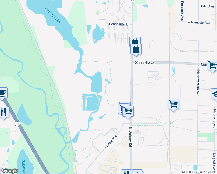 map of restaurants, bars, coffee shops, grocery stores, and more near 4223 Coral Berry Path in Gurnee