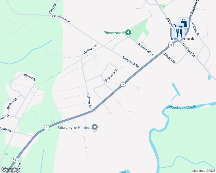 map of restaurants, bars, coffee shops, grocery stores, and more near 15 Catskill View Dr in Kinderhook