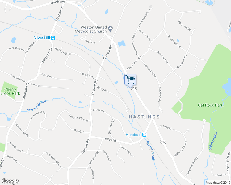 map of restaurants, bars, coffee shops, grocery stores, and more near 30 Spring Road in Weston
