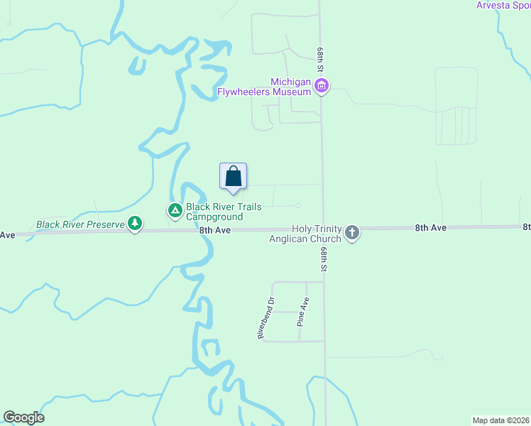 map of restaurants, bars, coffee shops, grocery stores, and more near 68424 Riverview Drive in South Haven