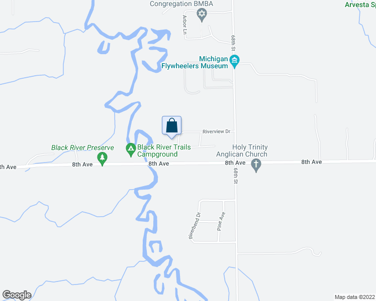 map of restaurants, bars, coffee shops, grocery stores, and more near 68424 Riverview Drive in South Haven