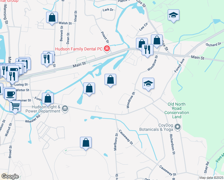 map of restaurants, bars, coffee shops, grocery stores, and more near 9 Bonazzoli Avenue in Hudson