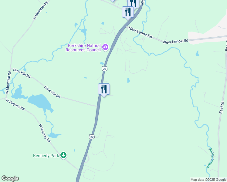 map of restaurants, bars, coffee shops, grocery stores, and more near 260 Pittsfield Road in Lenox