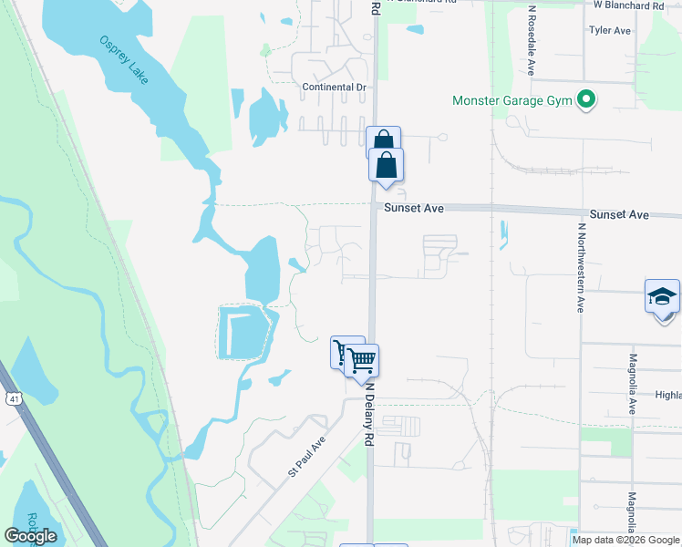 map of restaurants, bars, coffee shops, grocery stores, and more near 2025 Greystem Circle in Gurnee