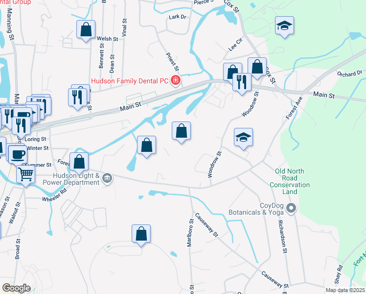 map of restaurants, bars, coffee shops, grocery stores, and more near 9 Bonazzoli Avenue in Hudson