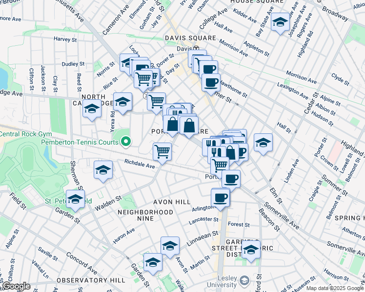 map of restaurants, bars, coffee shops, grocery stores, and more near 31 Regent Street in Cambridge