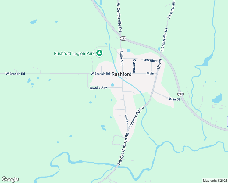 map of restaurants, bars, coffee shops, grocery stores, and more near 9057 Brooks Avenue in Rushford