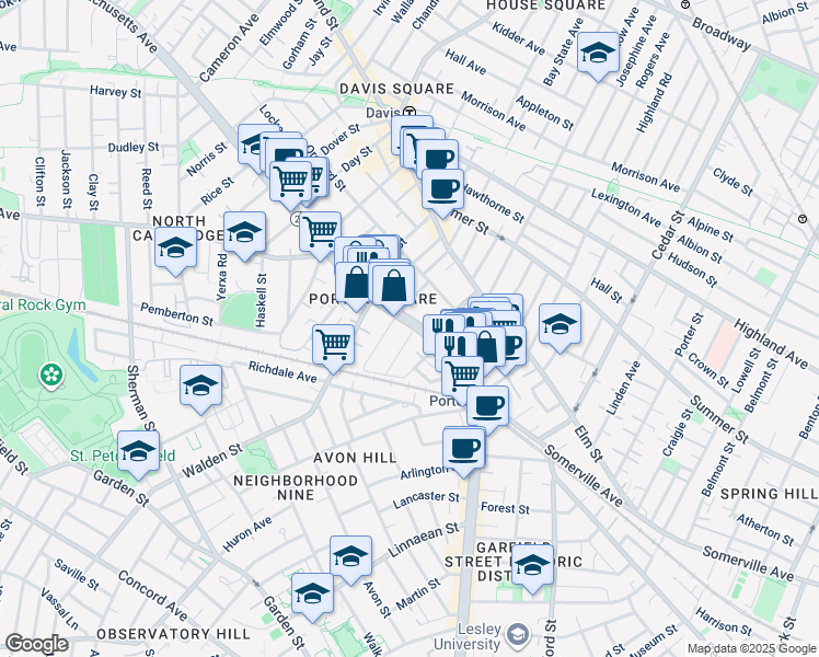 map of restaurants, bars, coffee shops, grocery stores, and more near 58 Regent Street in Cambridge