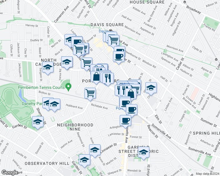 map of restaurants, bars, coffee shops, grocery stores, and more near 58 Regent Street in Cambridge