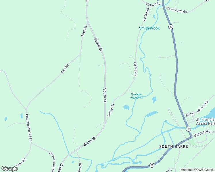 map of restaurants, bars, coffee shops, grocery stores, and more near 1227 South Street in Barre