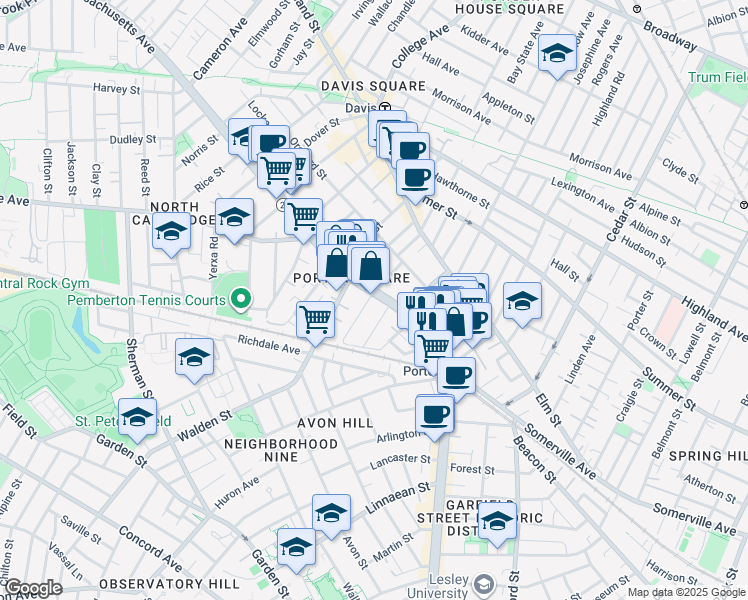 map of restaurants, bars, coffee shops, grocery stores, and more near 58 Regent Street in Cambridge