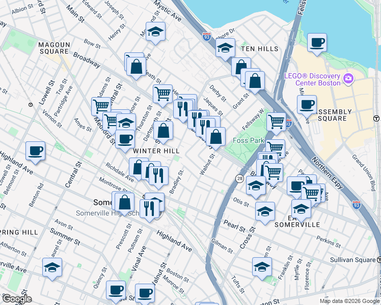 map of restaurants, bars, coffee shops, grocery stores, and more near in Middlesex County