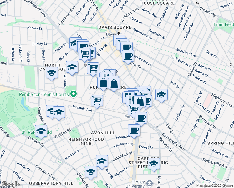 map of restaurants, bars, coffee shops, grocery stores, and more near 58 Regent Street in Cambridge