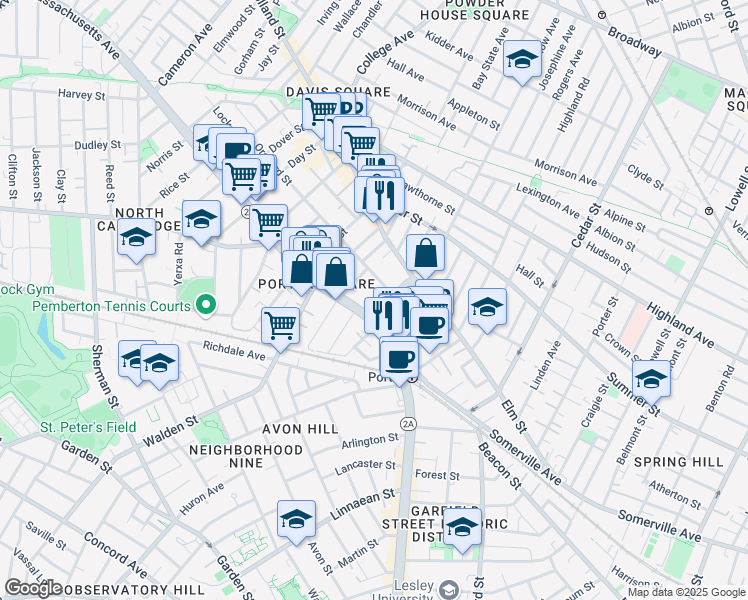 map of restaurants, bars, coffee shops, grocery stores, and more near 48 Orchard Street in Cambridge