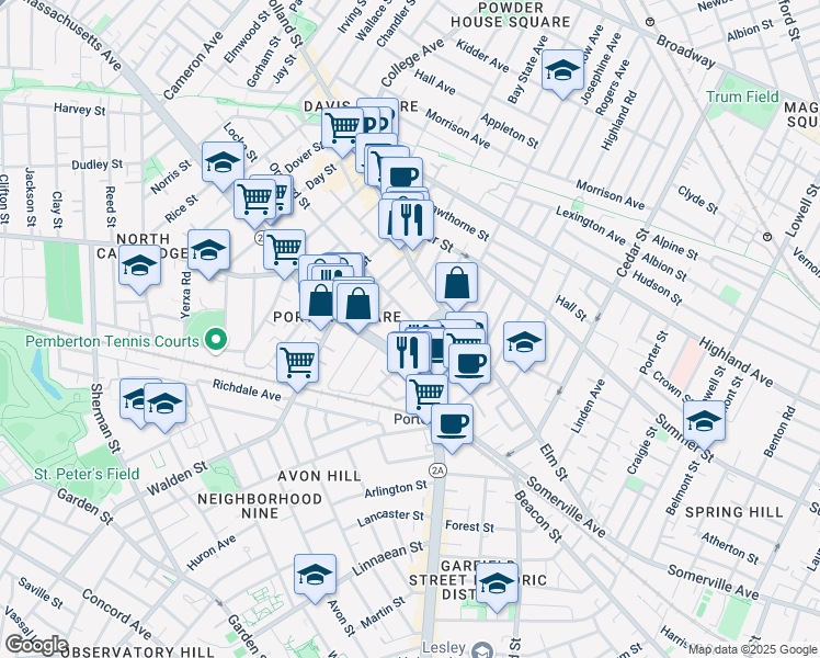 map of restaurants, bars, coffee shops, grocery stores, and more near 48 Orchard Street in Cambridge