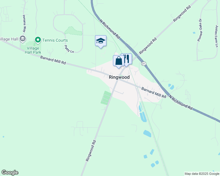 map of restaurants, bars, coffee shops, grocery stores, and more near 5107 Barnard Mill Road in Ringwood