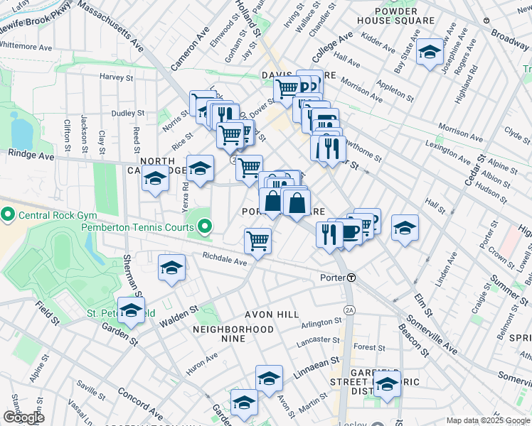 map of restaurants, bars, coffee shops, grocery stores, and more near in Cambridge