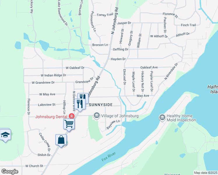 map of restaurants, bars, coffee shops, grocery stores, and more near 1411 West Terrace Avenue in Johnsburg