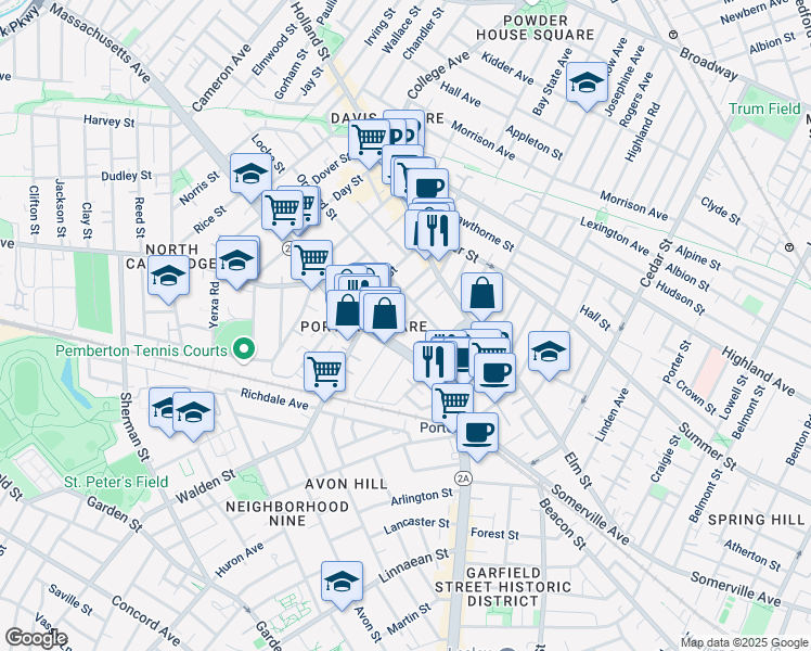 map of restaurants, bars, coffee shops, grocery stores, and more near 48 Orchard Street in Cambridge