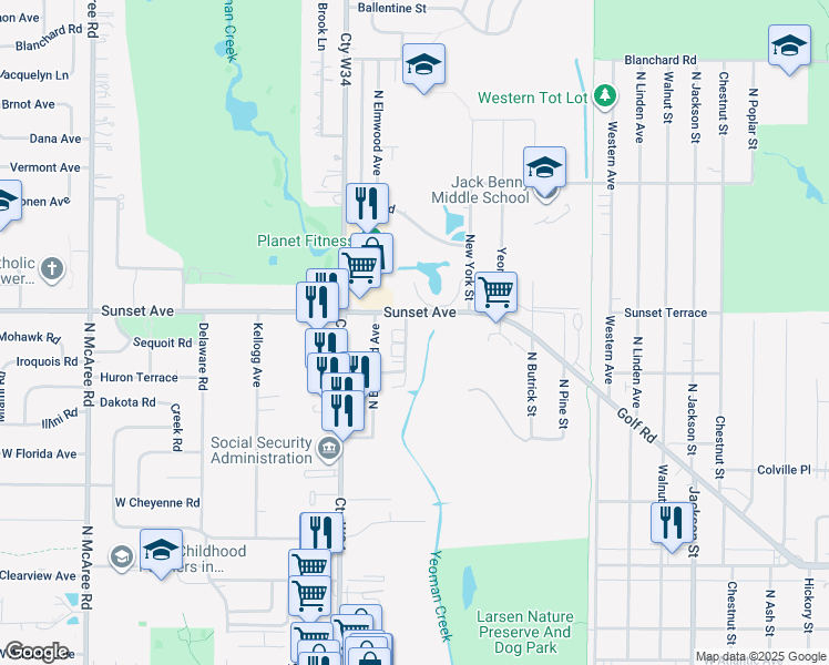 map of restaurants, bars, coffee shops, grocery stores, and more near in Waukegan